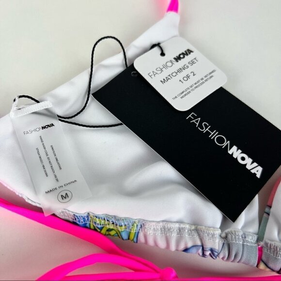 NWT - Fashion Nova,Nights in Shibuya 2 pc Bikini. Size: M.Color:Pink/Multicolour - Picture 4 of 11